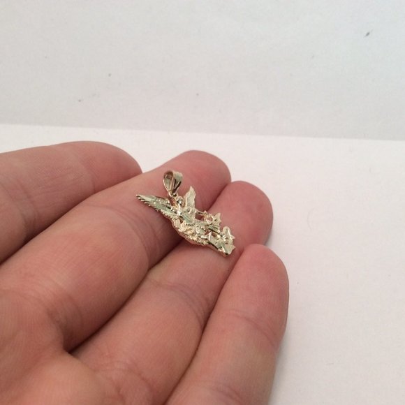 10k Yellow Real Gold Solid Men Saint Michael Archangel & the Devil Pendant 1.2gr - Picture 6 of 7